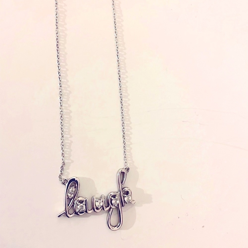 Sterling Silver Laugh Necklace with Zirconia Stones